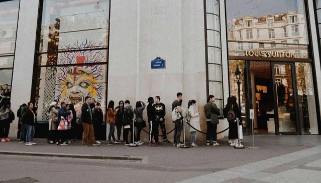Line of people waiting to get into a business doing SEO